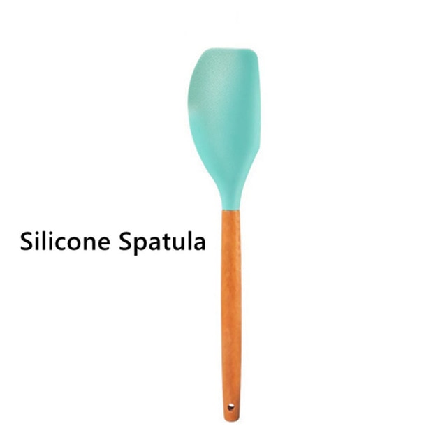 Food Grade Silicone Kitchenware Household Wooden Beech Handle Cooking Utensils Baking Tools Non-stick Spatula Kitchen Accessorie