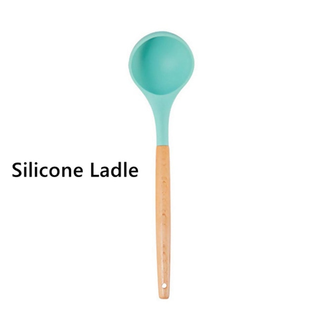 Food Grade Silicone Kitchenware Household Wooden Beech Handle Cooking Utensils Baking Tools Non-stick Spatula Kitchen Accessorie