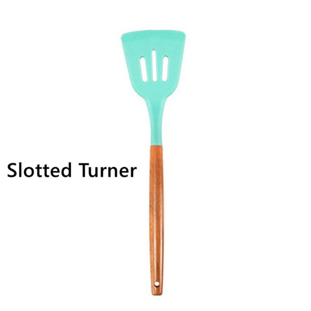 Food Grade Silicone Kitchenware Household Wooden Beech Handle Cooking Utensils Baking Tools Non-stick Spatula Kitchen Accessorie