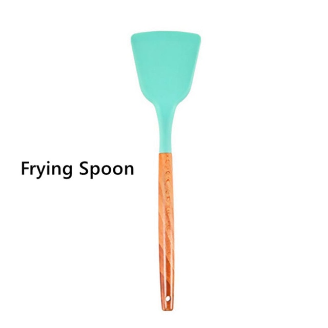 Food Grade Silicone Kitchenware Household Wooden Beech Handle Cooking Utensils Baking Tools Non-stick Spatula Kitchen Accessorie