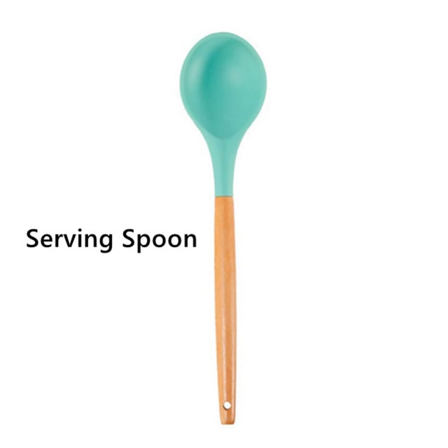 Food Grade Silicone Kitchenware Household Wooden Beech Handle Cooking Utensils Baking Tools Non-stick Spatula Kitchen Accessorie