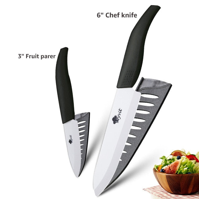 Ceramic Knives Kitchen knives 3 4 5 6 inch Chef knife Cook Set+peeler white zirconia blade Multi-color Handle High Quality