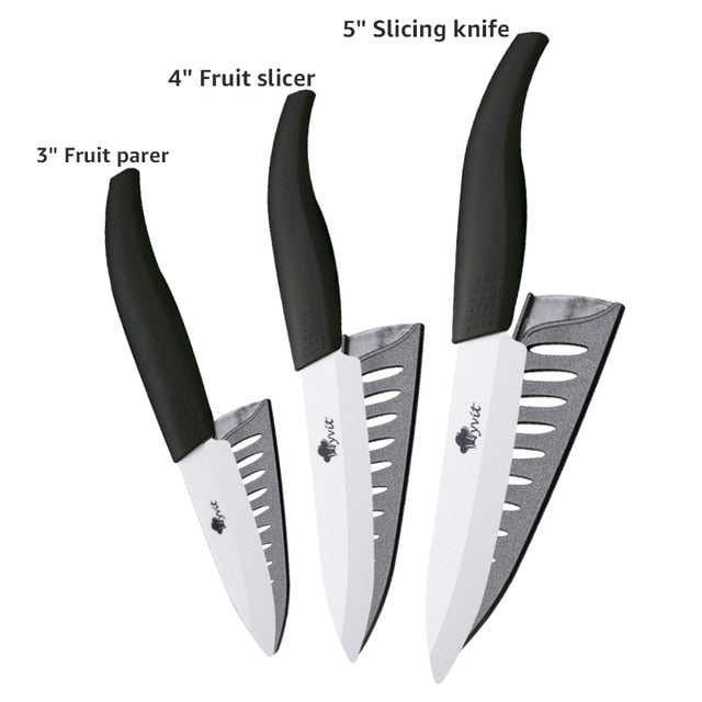 Ceramic Knives Kitchen knives 3 4 5 6 inch Chef knife Cook Set+peeler white zirconia blade Multi-color Handle High Quality