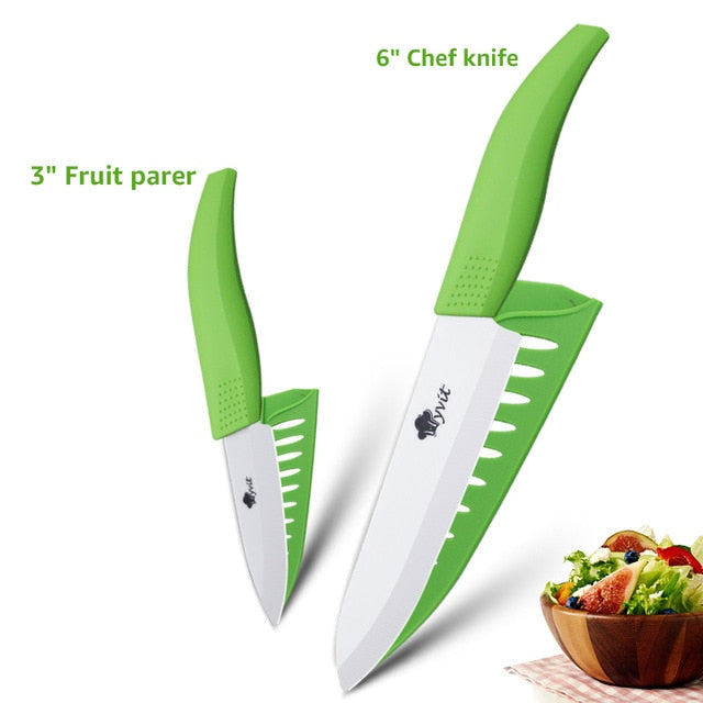 Ceramic Knives Kitchen knives 3 4 5 6 inch Chef knife Cook Set+peeler white zirconia blade Multi-color Handle High Quality