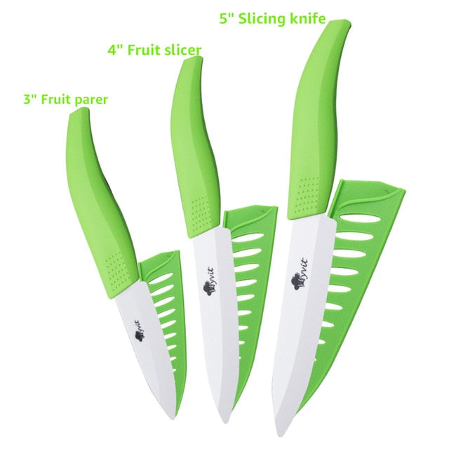 Ceramic Knives Kitchen knives 3 4 5 6 inch Chef knife Cook Set+peeler white zirconia blade Multi-color Handle High Quality