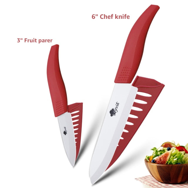 Ceramic Knives Kitchen knives 3 4 5 6 inch Chef knife Cook Set+peeler white zirconia blade Multi-color Handle High Quality