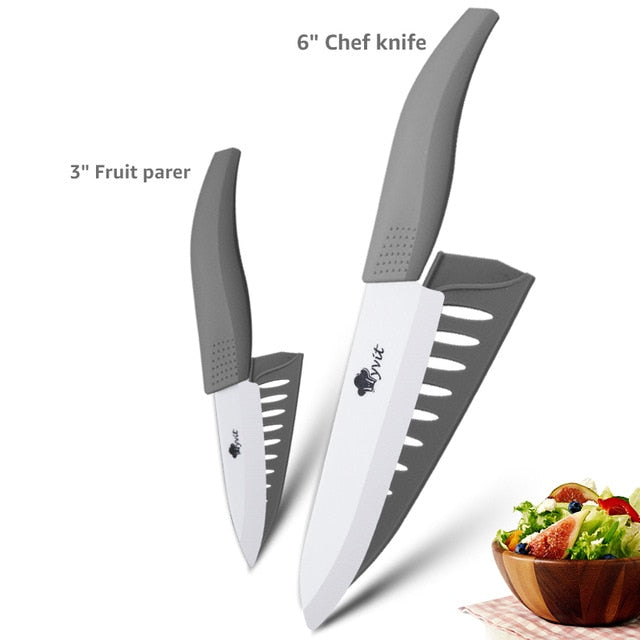 Ceramic Knives Kitchen knives 3 4 5 6 inch Chef knife Cook Set+peeler white zirconia blade Multi-color Handle High Quality