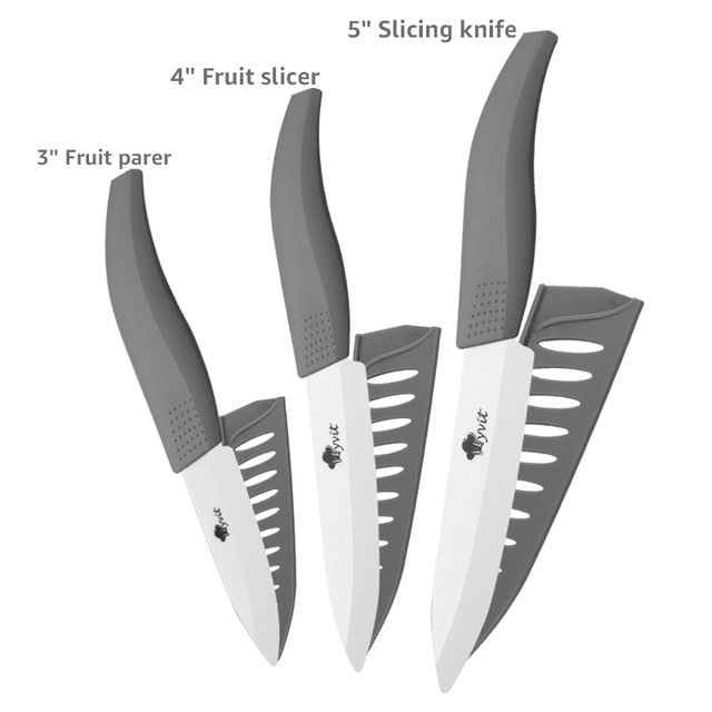 Ceramic Knives Kitchen knives 3 4 5 6 inch Chef knife Cook Set+peeler white zirconia blade Multi-color Handle High Quality