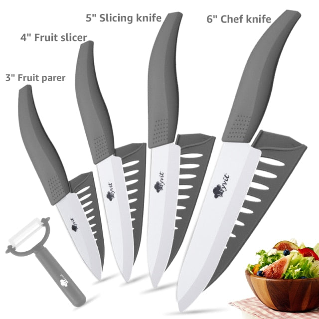 Ceramic Knives Kitchen knives 3 4 5 6 inch Chef knife Cook Set+peeler white zirconia blade Multi-color Handle High Quality