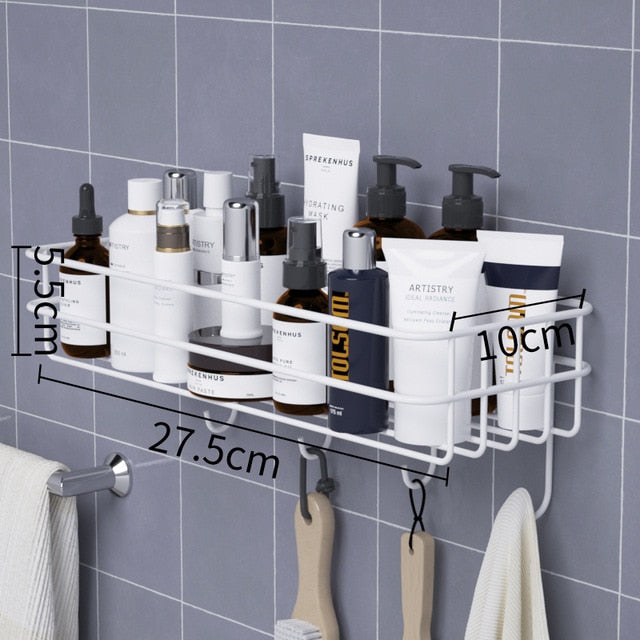 Étagères murales de salle de bain, étagère flottante, panier de douche suspendu, porte-shampooing, accessoires de WC, support de rangement d'assaisonnement de cuisine